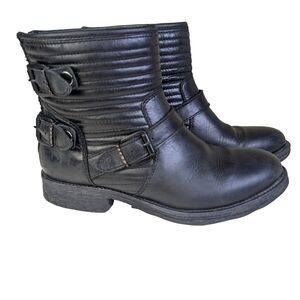 Arnold Churgin Handmade Moto Boots, Black Leather, EU 37 US 6/6.5